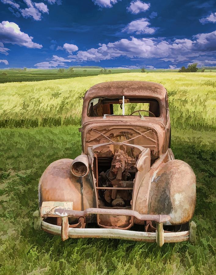 1938 Classic  Car  in Grass Field  Photograph by Ray Van Gundy