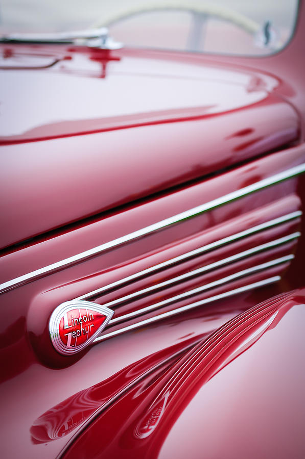 1938 Lincoln-Zephyr Convertible Coupe Side Emblem Photograph by Jill Reger