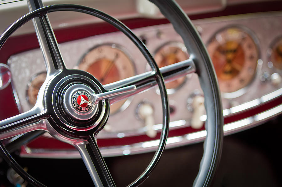 Car Photograph - 1938 Mercedes-Benz 540K Sports Tourer Steering Wheel by Jill Reger
