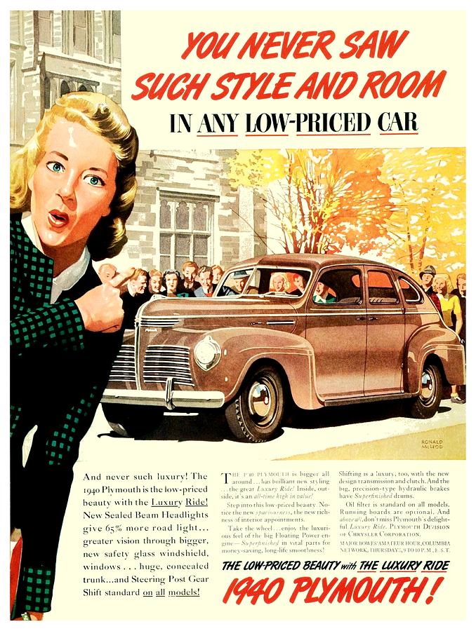 1939 - Plymouth Automobile Advertisement - Color Digital Art by John Madison