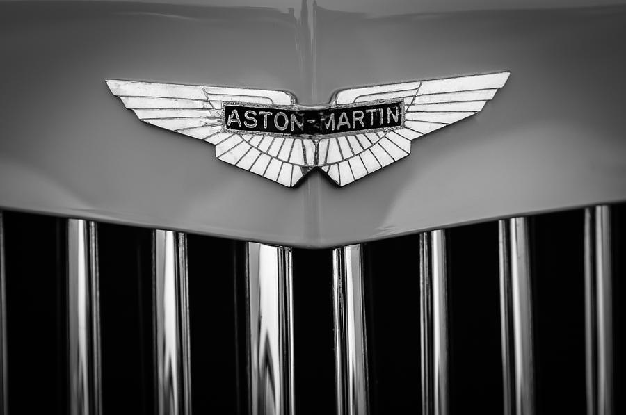 1939 Aston Martin 15-98 Abbey Coachworks Swb Sports Grille Emblem  -1256bw Photograph by Jill Reger