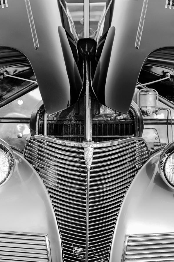 Black And White Photograph - 1939 Chevrolet Coupe Grille -115bw by Jill Reger