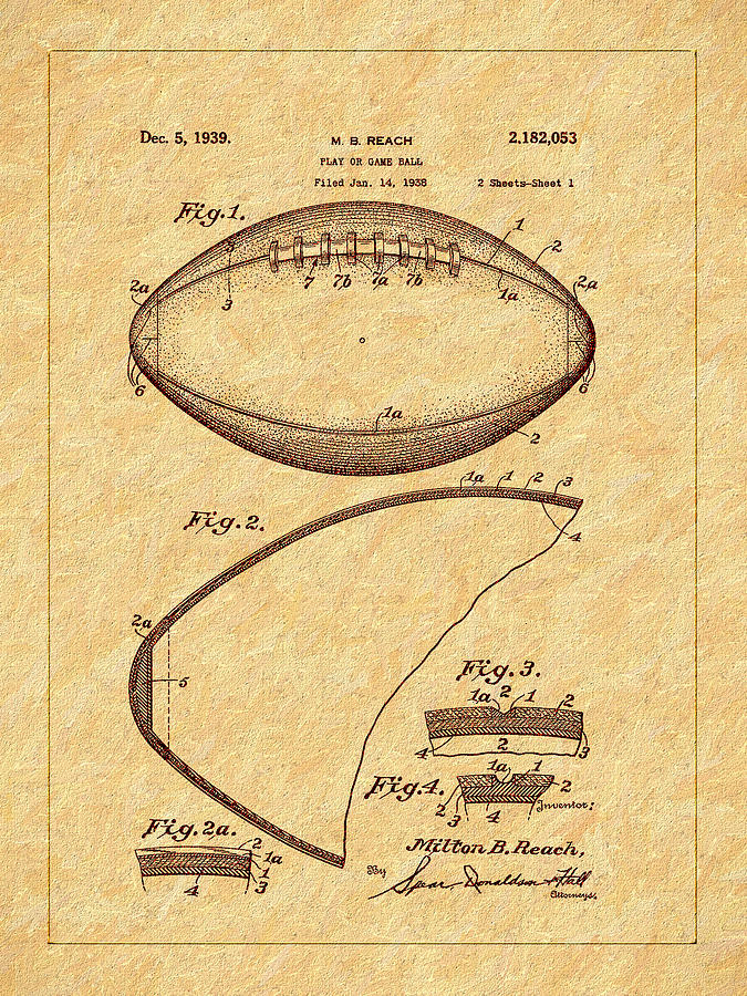 1939 Football Patent Photograph by Barry Jones
