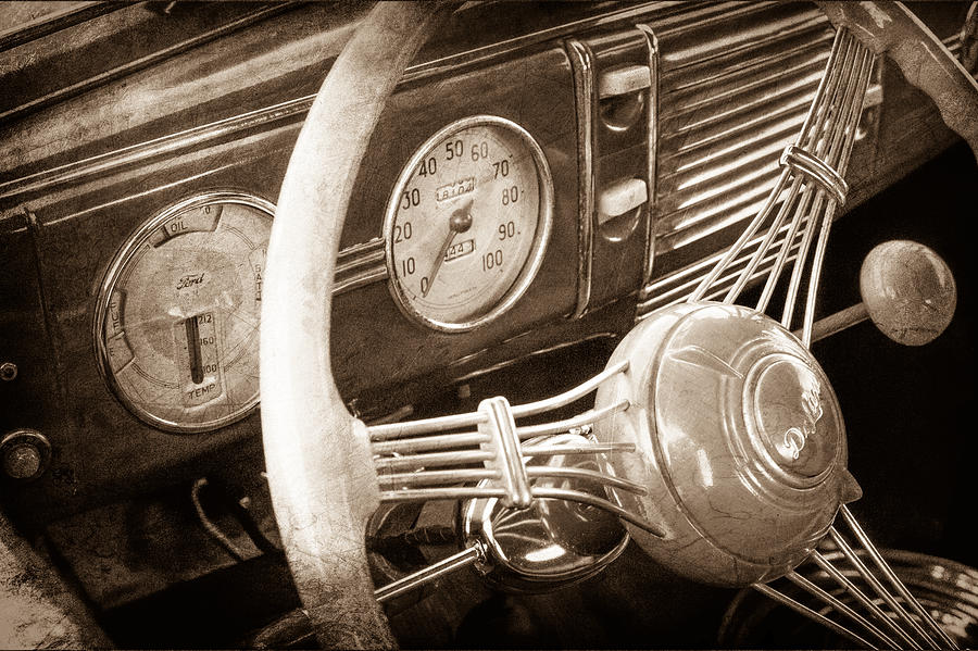 1939 Ford Deluxe Steering Wheel Photograph by Jill Reger