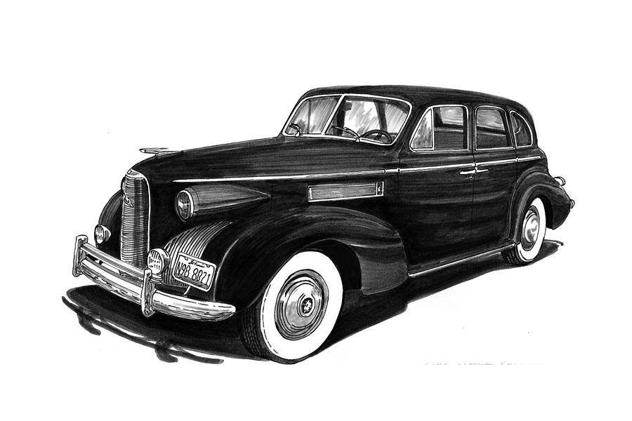 1939 LaSalle sedan Drawing by Jack Pumphrey