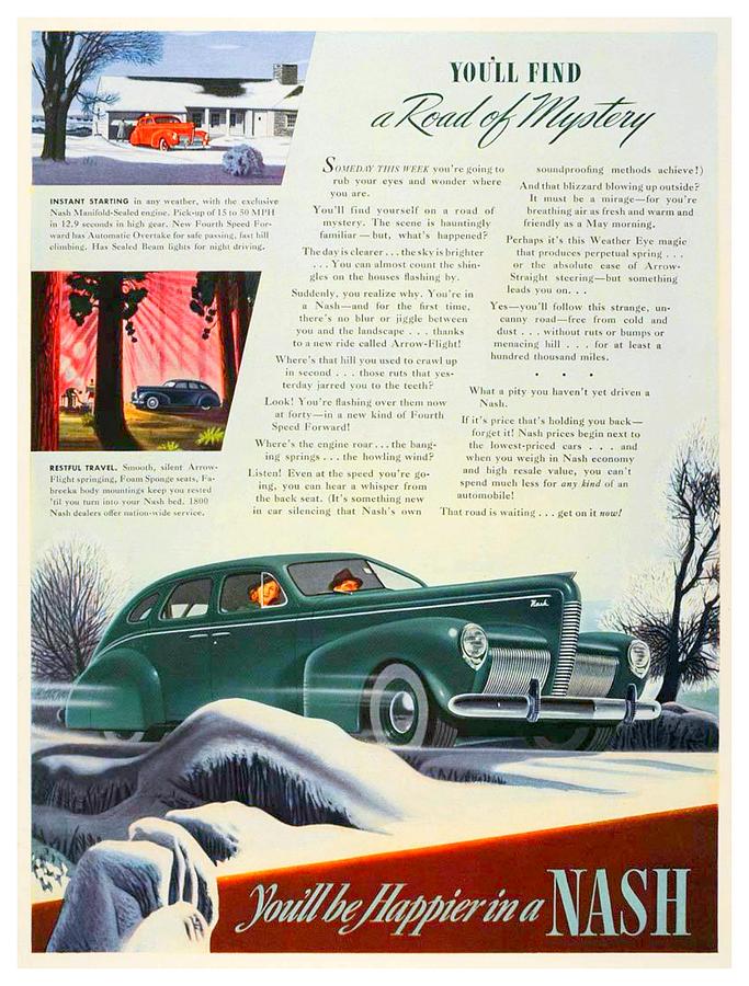 1940 - Nash Sedan Automobile Advertisement - Color Digital Art by John Madison