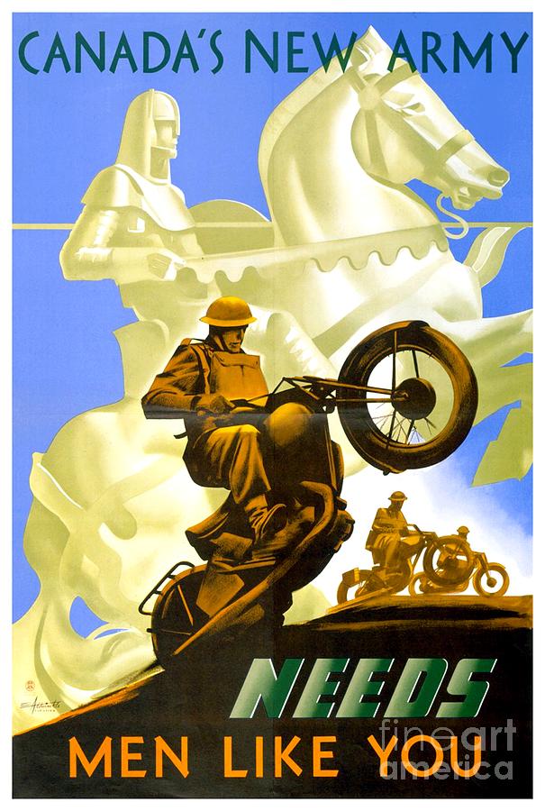 1940 - Royal Canadian Army Recruitment Poster - Color Digital Art by John Madison