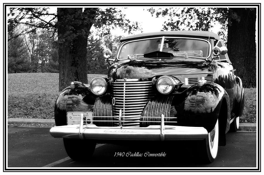 1940 Cadillac Convertible black n white Photograph by Randall Branham