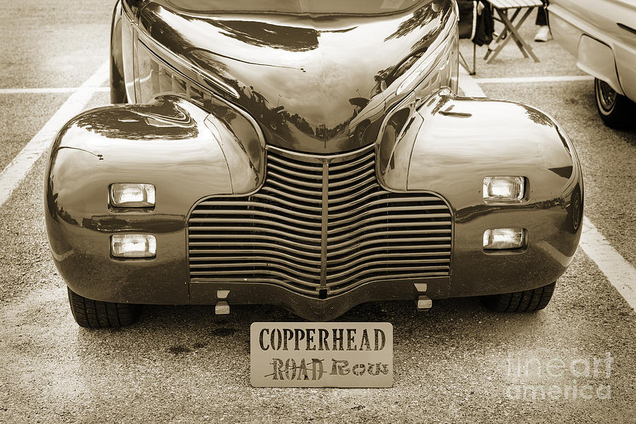 1940 Chevrolet Master Classic Car Automobile Front End Sepia  31 Photograph by M K Miller