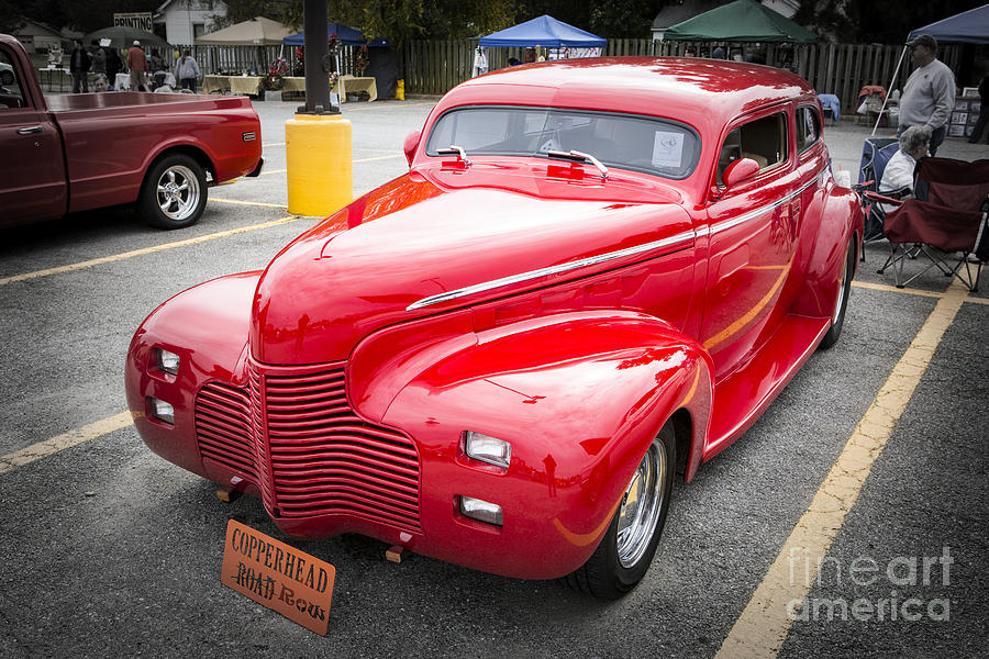1940 Chevrolet Master Deluxe Classic Car Automobile Color Red  3 Photograph by M K Miller