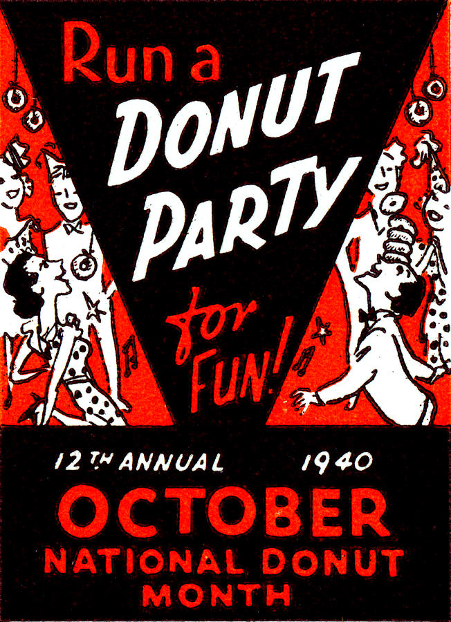 Vintage Painting - 1940 Donut Party Poster by Historic Image