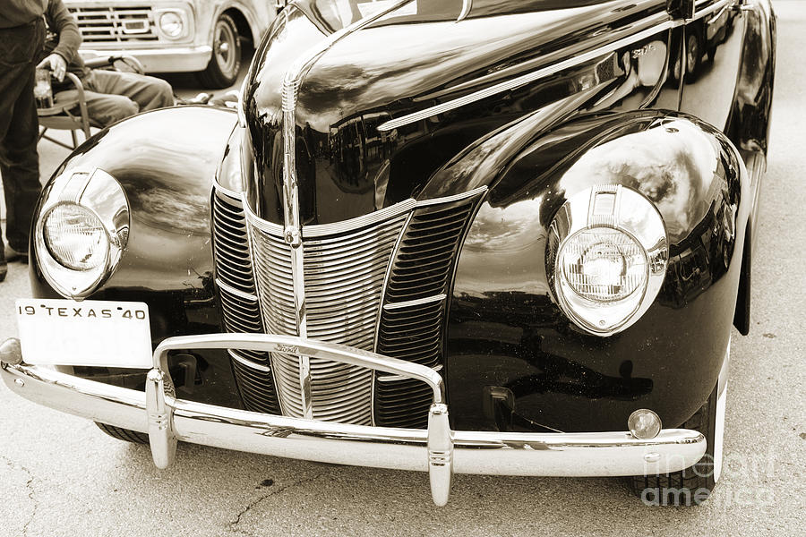 1940 Ford Classic car front front end and grill Photograph in se Photograph by M K Miller