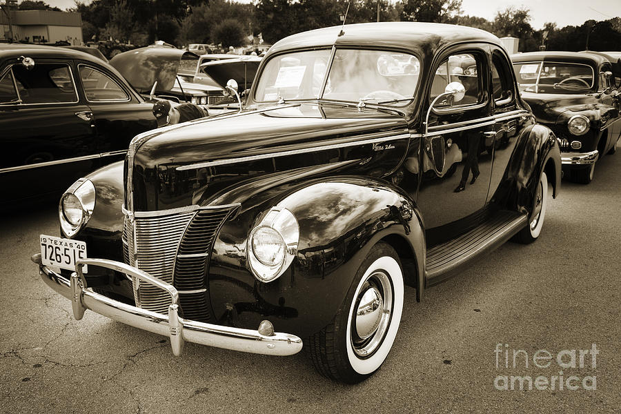 1940 Ford Classic car or antique automobile Photograph in sepia  Photograph by M K Miller