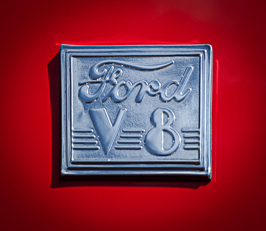 1940 Ford Coupe V8 Emblem Photograph by Jill Reger