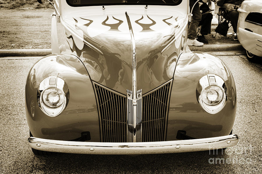 1940 Ford Pickup Truck Front End Car or Automobile in Sepia  313 Photograph by M K Miller