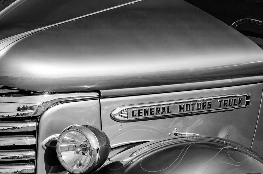 1940 GMC Side Emblem -0378bw Photograph by Jill Reger