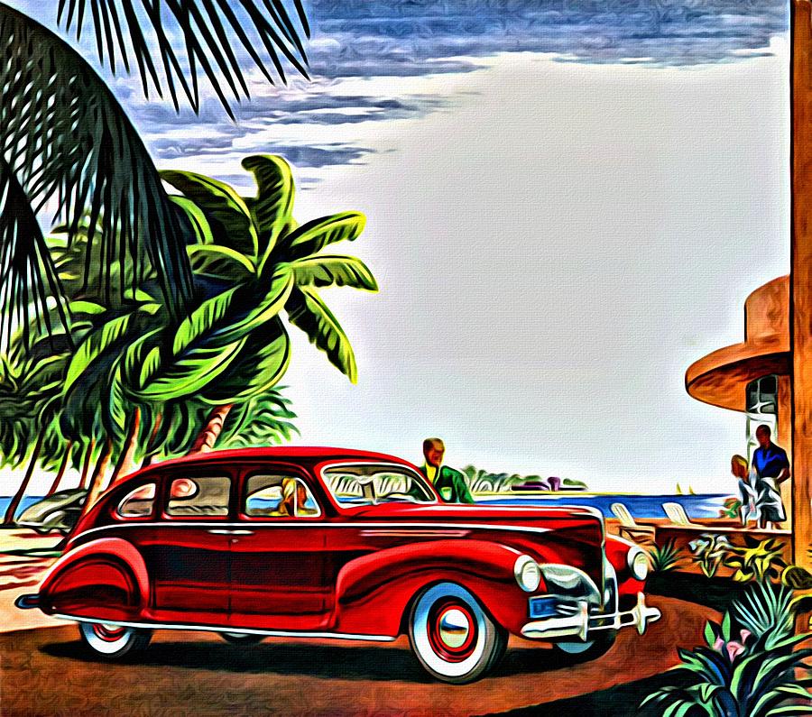 1940 Lincoln Zephyr Continental 4 Door Sedan Ad Painting by Florian Rodarte