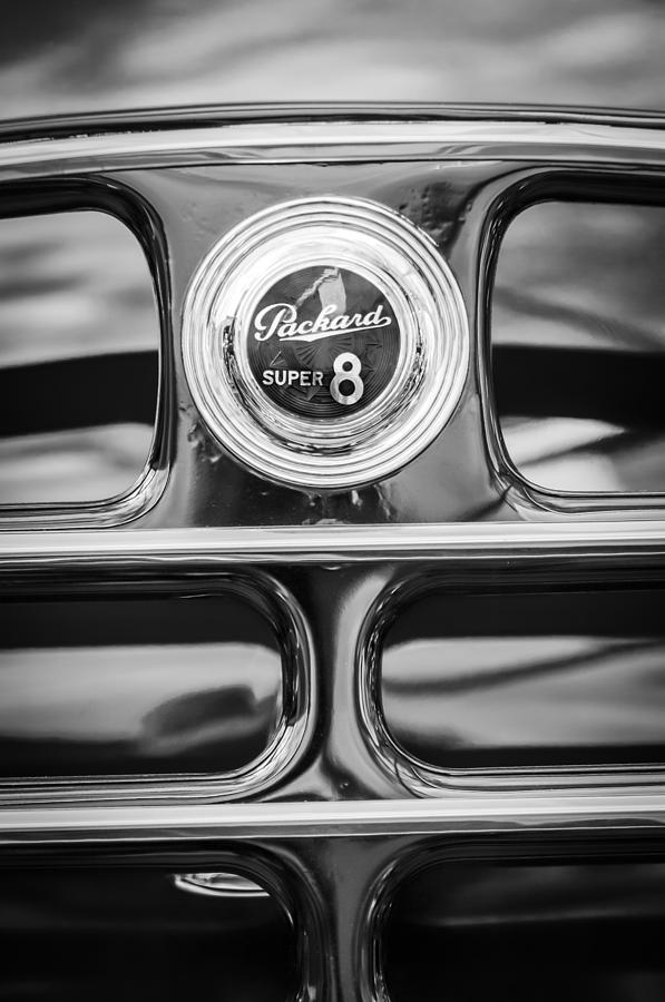1940 Packard Super 8 Convertible Rear Emblem -1115bw Photograph by Jill Reger