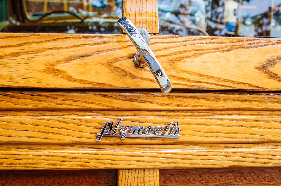 1940 Plymouth Deluxe Woody Wagon Emblem Photograph by Jill Reger