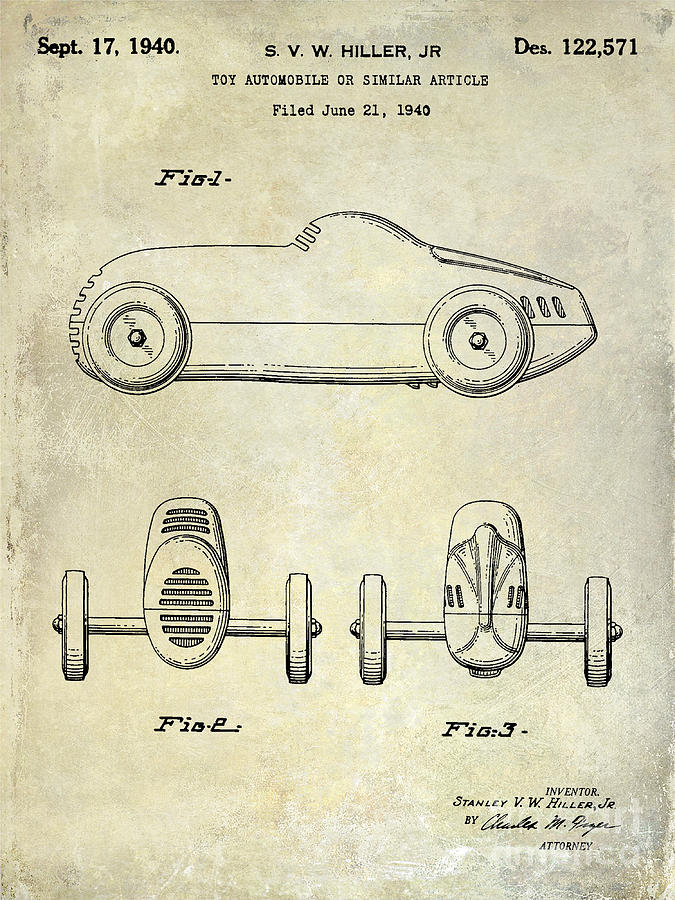 1940 Toy Car Patent Drawing Photograph by Jon Neidert