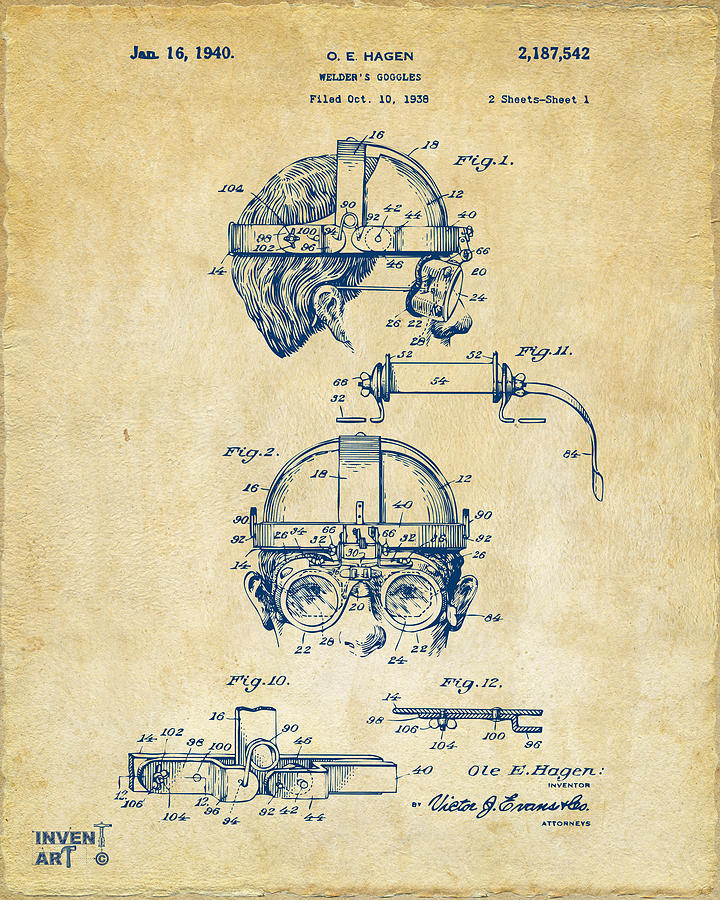 1940 Welders Goggles Patent Artwork Vintage Digital Art by Nikki Marie Smith