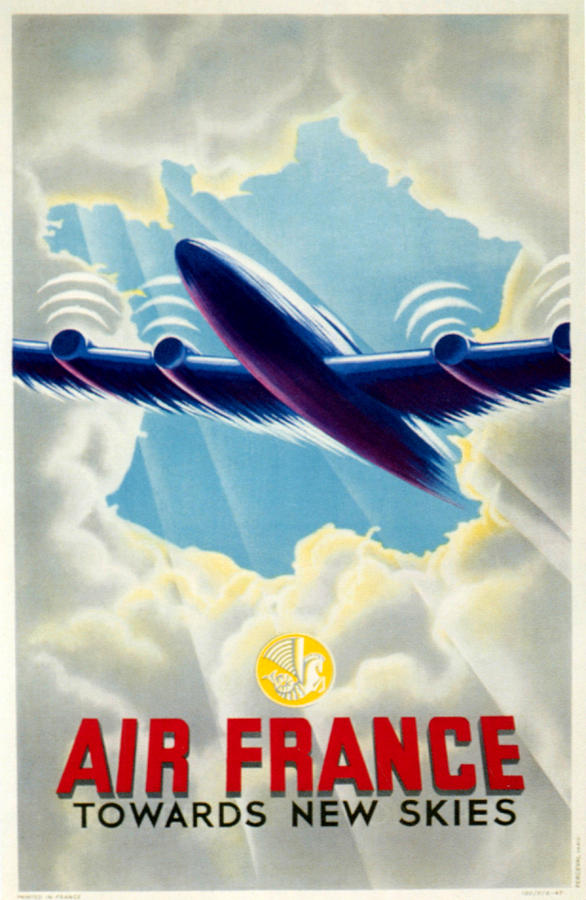 Holiday Drawing - 1940s France Air France Poster by The Advertising Archives