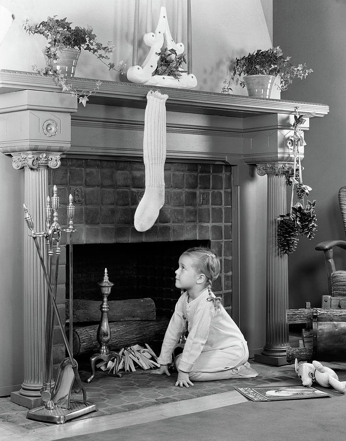 1940s Little Girl In Pajamas Kneeling Photograph by Vintage Images ...