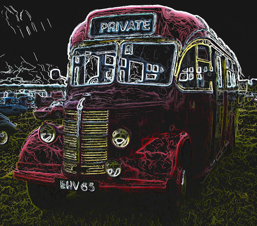 1940s Red Bus Digital Art Digital Art by John Colley