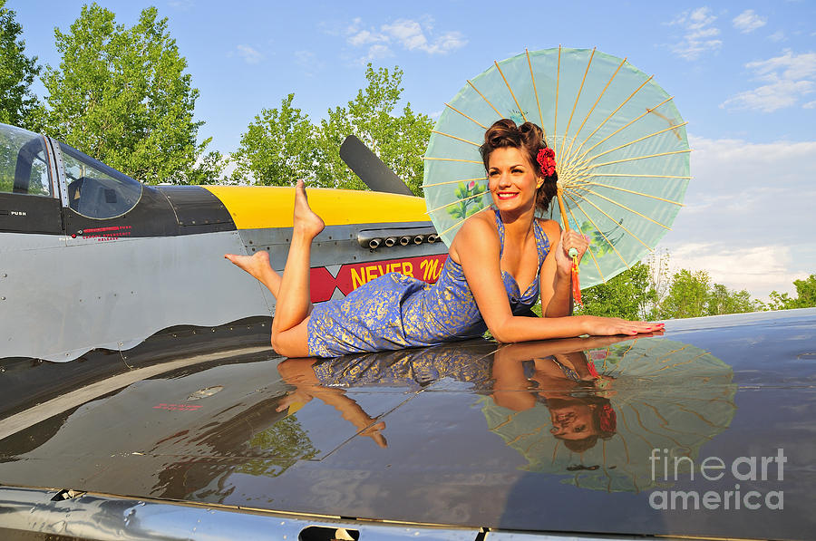 1940s Style Pin-up Girl With Parasol Photograph by Christian Kieffer