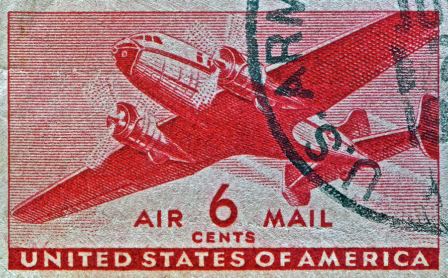 1941 - 1944 Six Cents Air Mail Stamp -  U. S. Army Cancelled Photograph by Bill Owen