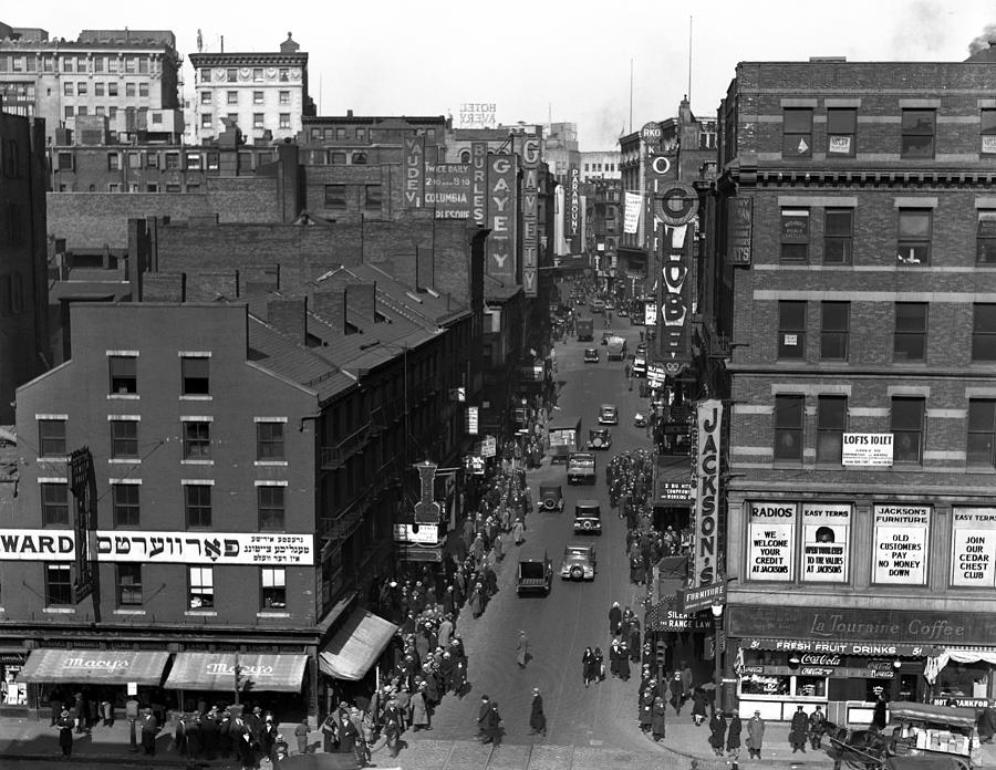 1941 Boston corner of Kneeland and Washington Streets Photograph by Historic Image