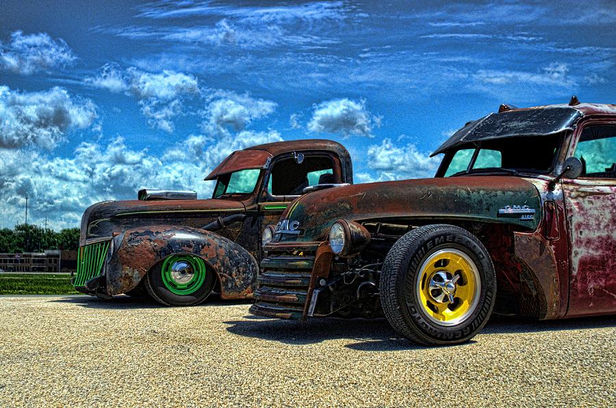 1941 Ford Pickup and 1948 GMC Pickup Truck Rat Rods Photograph by Tim McCullough