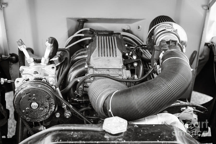 1941 Ford Pickup Engine Motor  Classic Automobile in Sepia 3082.01 Photograph by M K Miller