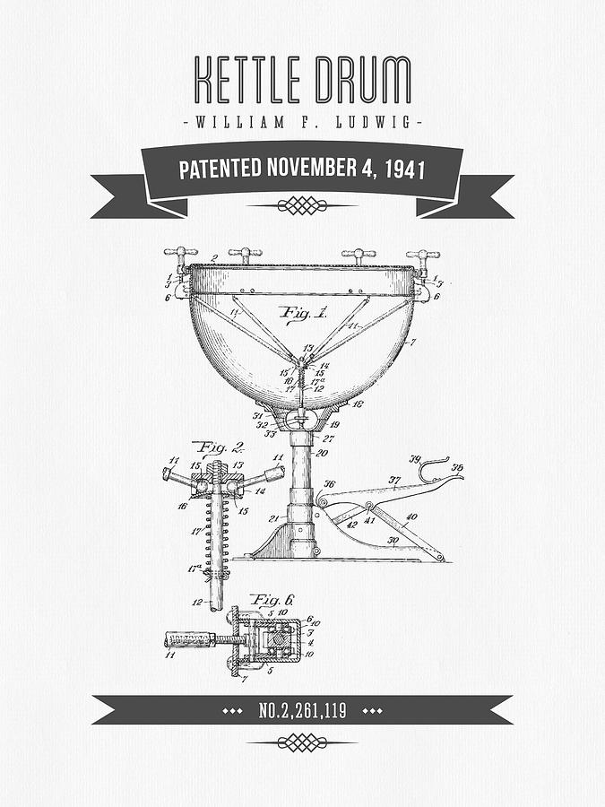 Music Digital Art - 1941 Kettle Drum Patent Drawing by Aged Pixel