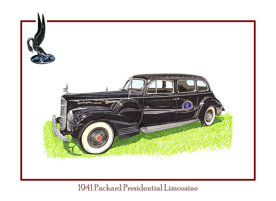 1941 Packard 180 presidential limousine Painting by Jack Pumphrey
