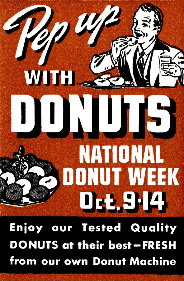 Vintage Painting - 1941 Pep Up with Donuts by Historic Image