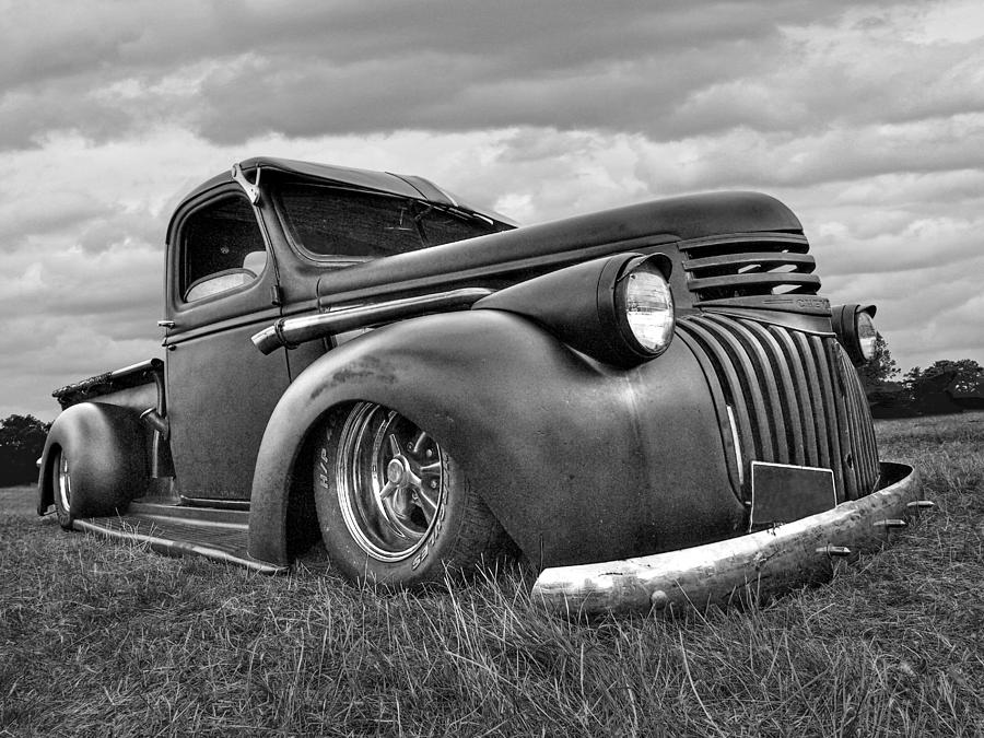 1941 Rusty Chevrolet in Black and White Photograph by Gill Billington