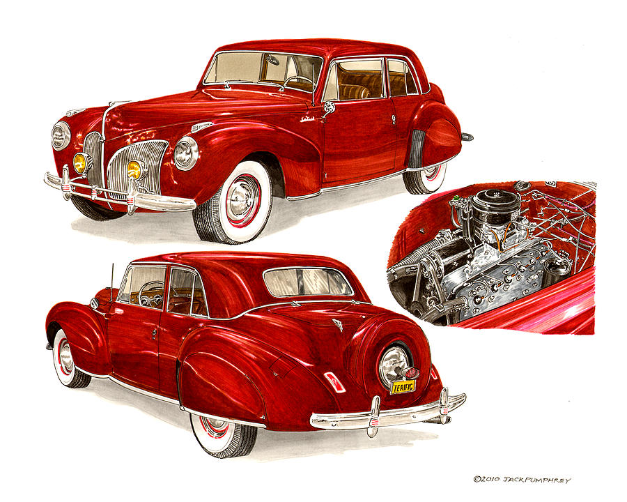 1941 V 12  Lincoln Continental Painting by Jack Pumphrey