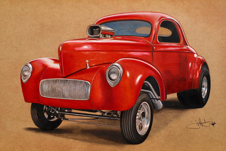 1941 Willys Gasser coupe drawing Drawing by John Harding - Fine Art America