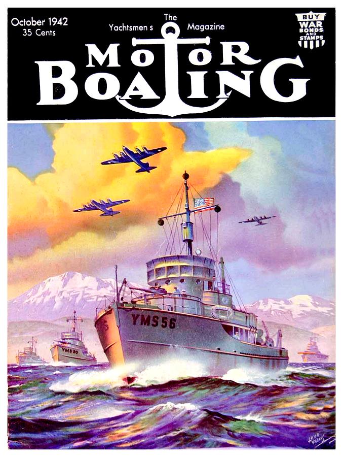 1942 - Motor Boating Magazine Cover - October - Color Digital Art by John Madison