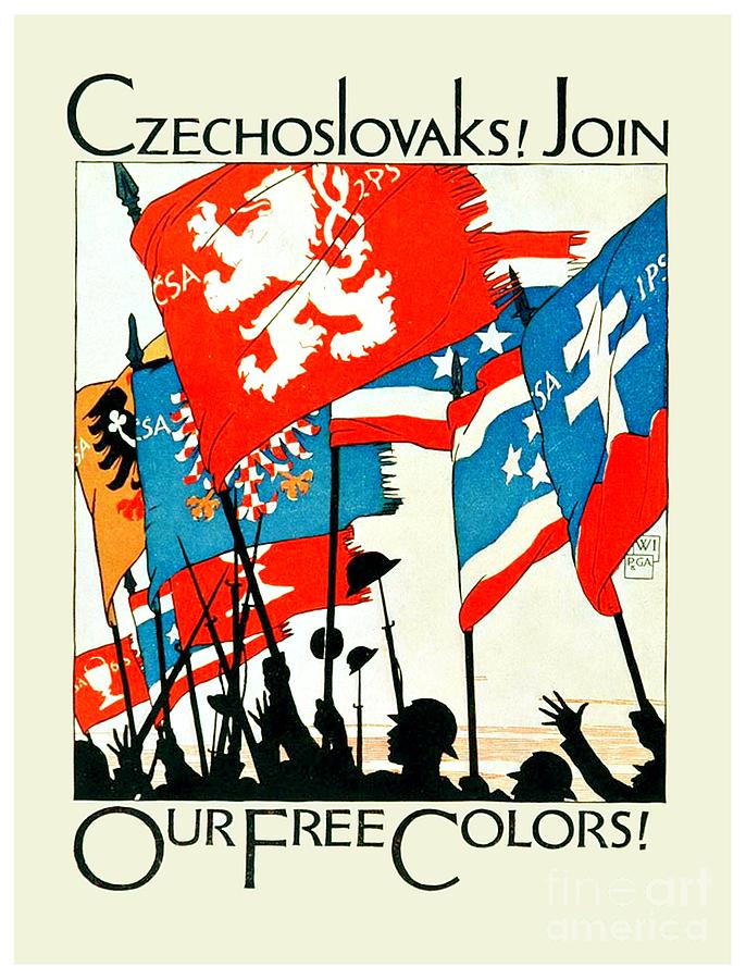 1942 - World War Two - American Czechoslovakia Recruiting Poster - Color Digital Art by John Madison
