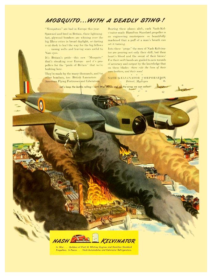 1943 - Nash Kelvinator Mosquito Bomber World War Two Advertisement - Color Digital Art by John Madison