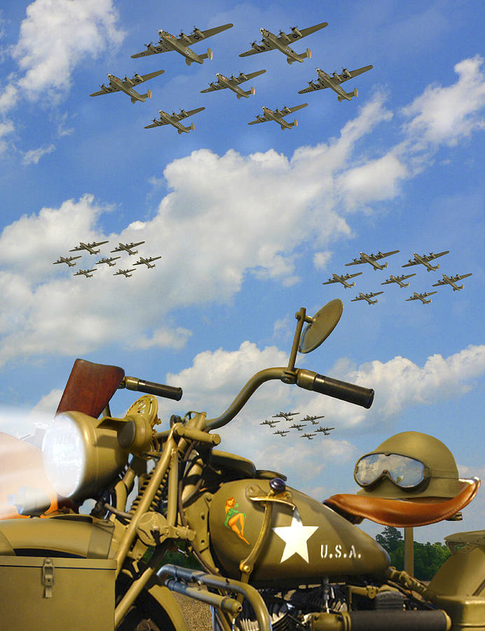 1943 Harley WFC with B - 24 Liberators 2c Photograph by Mike McGlothlen