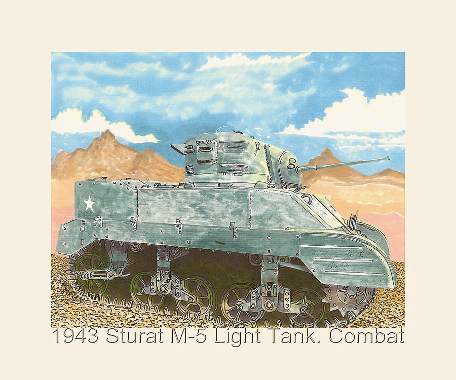 1943 Stuart M-5 Light Tank Combat Painting
