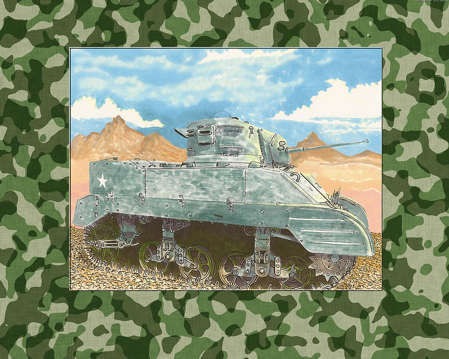 Military Weapons Painting - 1943 Sturat M 5 Light Combat Tank by Jack Pumphrey