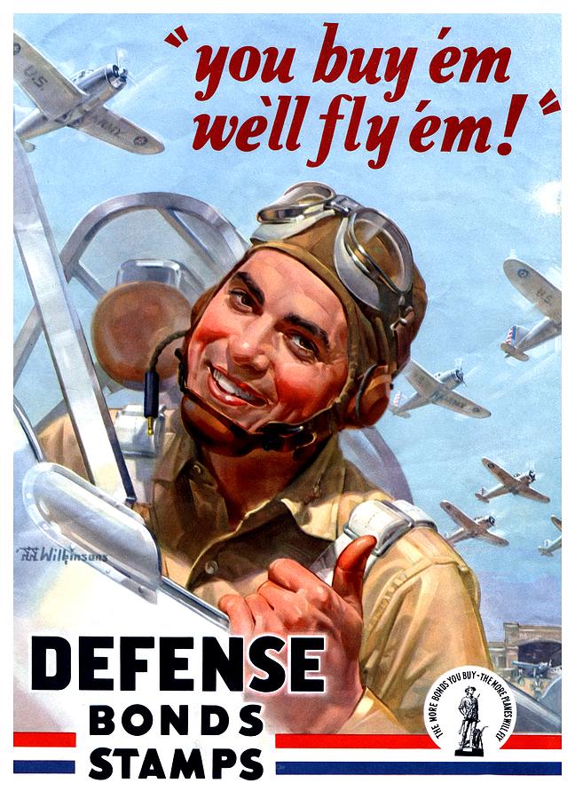 1944 - United States War Bonds and Stamps Poster - Wolrd War II - Color Digital Art by John Madison