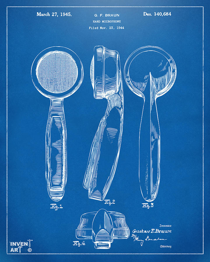 1944 Microphone Patent Blueprint Digital Art by Nikki Marie Smith