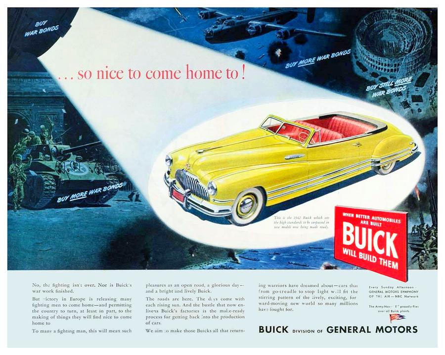 1945 - Buick - World War II - War Bonds - Color Digital Art by John Madison