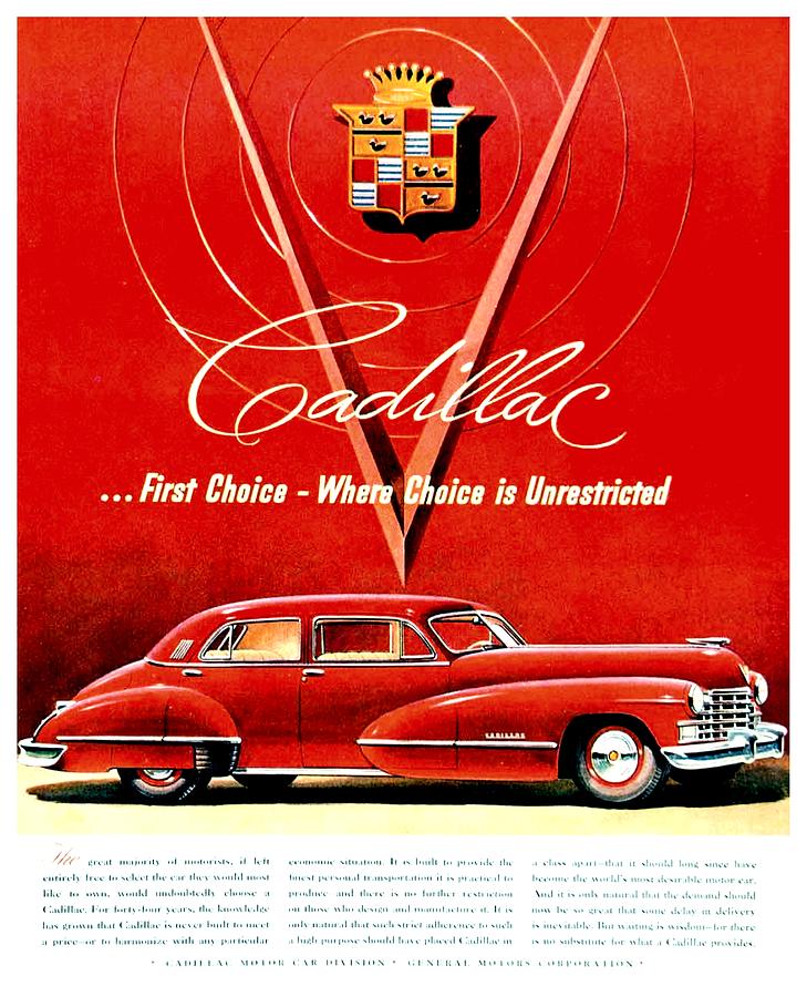 1946 - Cadillac Advertisement - Color Digital Art by John Madison