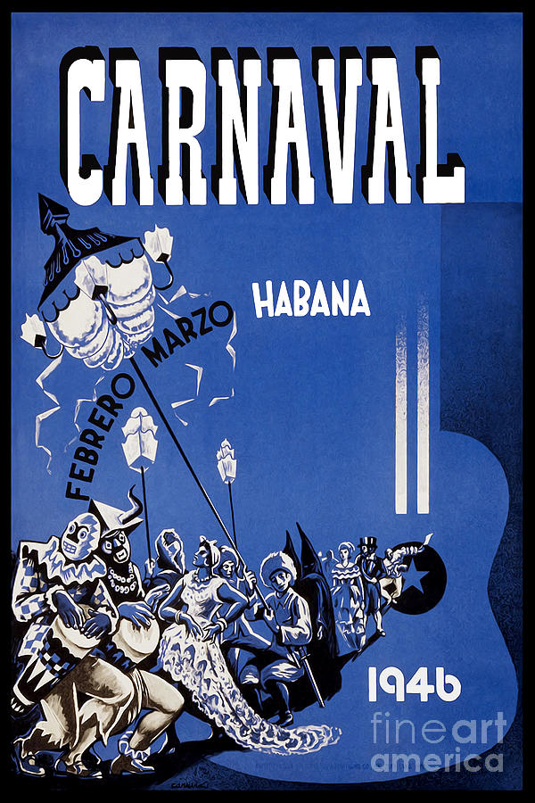 1946 Carnaval Vintage Travel Poster Drawing by Jon Neidert